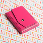 JAM Paper Leather Business Card Case, Angular Flap, Fuchsia Pink-Dimensions: 2.25 x 3.5