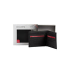 Champs Black Label Leather RFID Bi-fold Wallet, Black-Double bill compartment