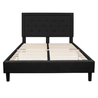 Flash Furniture Roxbury Queen Size Tufted Upholstered Platform Bed - Black Fabric-Platform Bed