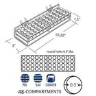 Azar Displays 0.5" Diameter 48 Round Slot Mascara & Cosmetic Tray For Pegboard, 2 Pack (225548)-Clear