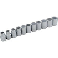 Gray Tools 11 Piece 3/8" Drive 12 Point Metric, Standard Chrome Socket Set, 9mm-19mm-Contains Sizes: 9, 10, 11, 12, 13, 14, 15, 16, 17, 18, 19mm.