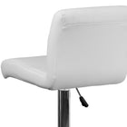 Flash Furniture Contemporary White Vinyl Adjustable Height Barstool with Rolled Seat & Chrome Base-Swivel Seat