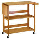 Winsome Foldable Wood Kitchen Cart, Light Oak (34137)-Slatted shelves and open sides offer light, airy look