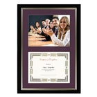 St. James Dual Certificate/Diplomat Frame, 23-1/4" x 16-1/4", Black w/ Burgundy Double Mat, Matted for 8-1/2" x 11"-Wall mount in landscape or portrait orientation