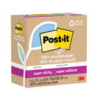 Post-it 100% Recycled Super Sticky Notes - 3" x 3" - Oasis Collection - 370 Sheets - 5 Pack-Post-it 100% Recycled Paper Super Sticky Notes have 2X the sticking power