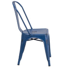 Flash Furniture Commercial Grade Distressed Antique Metal Indoor-Outdoor Stackable Chair - Blue-Curved Back with Vertical Slat