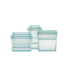 Zip Top Reusable Platinum Silicone Containers - Set of 8 - Teal-Microwave Safe