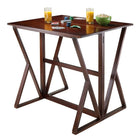 Winsome Harrington Drop Leaf High Table-Constructed from solid wood in warm Walnut Finish.  Assembly Required.