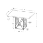 Monarch Specialties 1059 Dining Table - 36"X 48"/Grey/Chrome Metal-Weight Capacity: 110LBS
