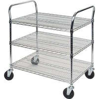 Kleton Utility Carts, 3 Shelves, 18"D., 36"W. x 39"H.-Highly rigid construction that is easily adjustable at 1" increments
