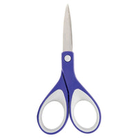 Westcott KleenEarth 6" Straight Soft Handle Scissors, Blue-Package is made with 80% post consumer content. Handle is made with 20% recycled content