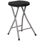 Flash Furniture Foldable Stool with Black Plastic Seat & Titanium Grey Frame-Carry handle for portability