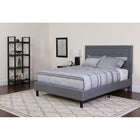 Flash Furniture Roxbury Full Size Tufted Upholstered Platform Bed with Pocket Spring Mattress - Light Grey Fabric-Panel Headboard