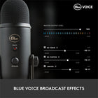 Blue Yeticaster Professional Broadcast Bundle - Black-Onboard audio controls: Studio controls for headphone volume, pattern selection, instant mute and mic gain put you in charge of the recording process, simply plug 'n play via the included USB cable