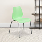 Flash Furniture HERCULES Series Stack Chair with Lumbar Support & Silver Frame - Green - 5 Pack-Silver Powder Coated Frame Finish with Plastic Floor Glides