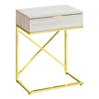 Monarch Specialties 3473 Accent Table - 24"H/Beige Marble/Gold Metal-Spacious rectangular table top in a sophisticated beige marble-look finish