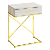 Monarch Specialties 3473 Accent Table - 24"H/Beige Marble/Gold Metal-Spacious rectangular table top in a sophisticated beige marble-look finish