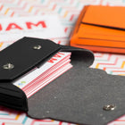 JAM Paper Leather Business Card Case, Angular Flap, Black, 5 Pack (2233317460g)-Portfolio flap: Angle