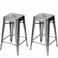 Plata Decor Tolix 26"H Stool - Gunmetal - 2 Pack-Counter stool