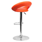 Flash Furniture Contemporary Orange Vinyl Rounded Orbit-Style Back Adjustable Height Barstool with Chrome Base-CA117 Fire Retardant Foam