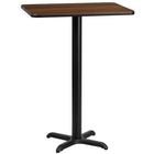Flash Furniture 24" x 30" Rectangular Walnut Laminate Table Top with 22" x 22" Bar Height Table Base-Bar Height Hospitality Table