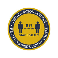 Futech 12" Diameter Floor Application Decal for Promoting Social Distancing-12" Circular Social Distancing - Sticker in French