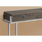 Monarch Specialties 3299 Accent Table - 48"L/Dark Taupe/Chrome Metal-Strong structural chrome metal base in a minimalist style