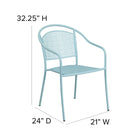 Flash Furniture Sky Blue Indoor-Outdoor Steel Patio Arm Chair with Round Back-Plastic Floor Glides