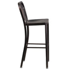 Flash Furniture Commercial Grade 30" High Black-Antique Gold Metal Indoor-Outdoor Barstool with Vertical Slat Back - 2 Pack-Curved Vertical Slat Back
