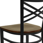 Flash Furniture HERCULES Series Black "X" Back Metal Restaurant Chair - Mahogany Wood Seat-Welded Joint Assembly
