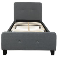 Flash Furniture Tribeca Twin Size Tufted Upholstered Platform Bed - Dark Grey Fabric-Platform Bed