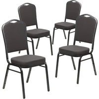 Flash Furniture HERCULES Series Crown Back Stacking Banquet Chair with Silver Vein Frame - Grey Fabric-Set of 4 Multipurpose Banquet Chairs