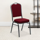 Flash Furniture HERCULES Crown Back Stacking Banquet Chair in Burgundy Fabric - Silver Vein Frame-2.5" Thick Seat Cushion