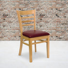 Flash Furniture HERCULES Series Ladder Back Natural Wood Restaurant Chair - Burgundy Vinyl Seat-2.5'' Thick Foam Padded Seat