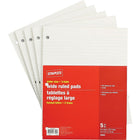 Staples Letter Size Wide Ruled White Paper Pads - 96 Sheets - 3 Hole - 5 Pack-Letter size writing pad features white paper with wide ruling