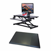 Rocelco 31.5" Adjustable Sit/Stand Up Desk Riser with Anti Fatigue Mat - Black-Hi-Lift Adjustable Desk Riser requires minimal assembly.