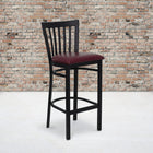 Flash Furniture HERCULES Series Black School House Back Metal Restaurant Barstool - Burgundy Vinyl Seat-2.5'' Thick Foam Padded Seat