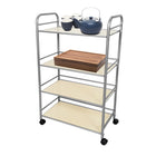 FuTECH Large 4-Shelf Utility Cart - 24"W x 39-1/2"H x 13"D - Silver-Metal