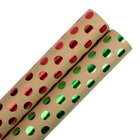 JAM Paper Kraft Wrapping Paper Rolls, Green Foil Dots and Red Foil Dots Assortment, 50 Sq. Ft, 2 Pack-50 Sq. Ft