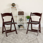 Flash Furniture HERCULES Series Red Mahogany Resin Folding Chairs with Black Vinyl Padded Seat - 4 Pack-Waterproof Detachable Seat