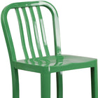 Flash Furniture 30" High Green Metal Indoor-Outdoor Barstool with Vertical Slat Back-Galvanized Steel Construction