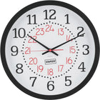 Staples 14" Wall Clock-The Staples 14" round wall clock has a black plastic bezel with black and red numbers for an elegant look
