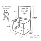 Azar Displays Extra Large Clear Suggestion Box with Pocket, Lock and Keys, 8.25" x 11" x 8.25" (206389)-Attached 9-1/2" high sign frame for an overall height of 17-3/4"
