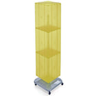 Azar Displays 60" x 14" x 14" 4-Sided Interlocking Pegboard Floor Display, Yellow (701465-YEL)-Revolves on square, wheeled base