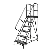 Tri-Arc Manufacturing Deep Top Step Rolling Ladder, Platform Height: 60", No. of Steps: 6, Step Width: 24" (KDSR106246-D2)-No. of Steps: 6