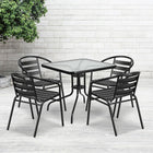 Flash Furniture 31.5" Square Tempered Glass Metal Table-Patio Table