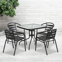 Flash Furniture 31.5" Square Tempered Glass Metal Table-Patio Table