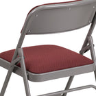 Flash Furniture HERCULES Series Curved Triple Braced & Double-Hinged Burgundy Patterned Fabric Metal Folding Chair-22mm x 1.2mm Round Steel Pipe Frame