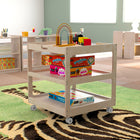Flash Furniture Bright Beginnings Commercial 3 Shelf Square Space Saving Wooden Mobile Classroom Storage Cart - Natural-Holds up to 100 LBS. Static Weight Capacity