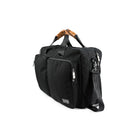 PKG Trenton 31L Messenger Bag with Recycled Fabric - Black/Tan-Includes padded adjustable shoulder strap, hidden padded backpack straps and reversed black zippers